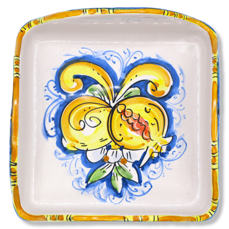 Servilletero cuadrado en cerámica Caltagirone, disponible en dos decoraciones (1 pieza) - aproximadamente 20x20x8 cm. mo