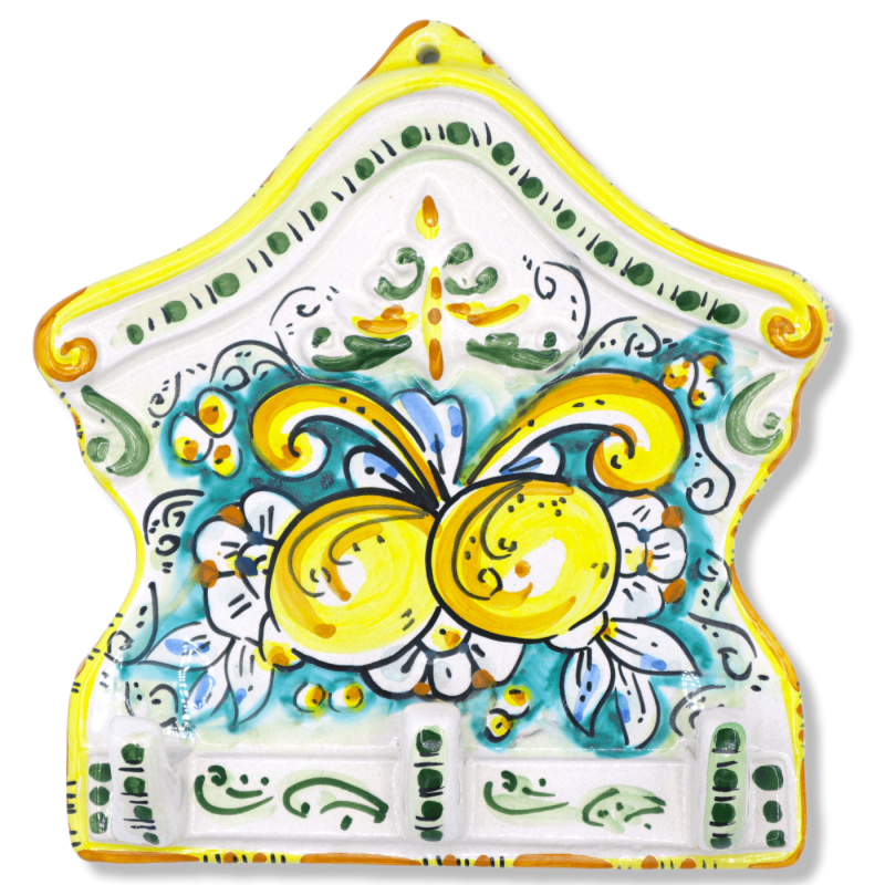 Cabide em cerâmica siciliana fina, porta-chaves, porta-panelas ou luvas, 20 h x 20 l cm aprox. (1pc) com opções de decor