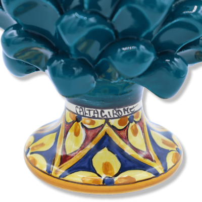 Pigna Siciliana keramik av Caltagirone, färg Ottanio med dekorerad stam, dekoration slumpmässig stam - (1pz) h 15 cm ca.