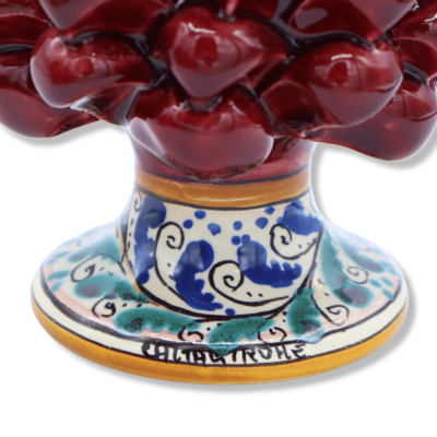 Szycylska ceramika Caltagirone, kolor Bordeaux z ozdobionym gumą, dekoracja przypadkowego gumy - (1pz) h 15 cm około. - 