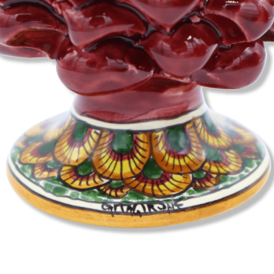 Szycylska ceramika Caltagirone, kolor Bordeaux z ozdobionym gumą, dekoracja przypadkowego gumy - (1pz) h 15 cm około. - 