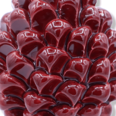 Szycylska ceramika Caltagirone, kolor Bordeaux z ozdobionym gumą, dekoracja przypadkowego gumy - (1pz) h 15 cm około. - 