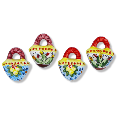 Coffa-shaped Caltagirone ceramic magnet, random decoration and color, approx. 6 cm. (1pc) Mod FL - 