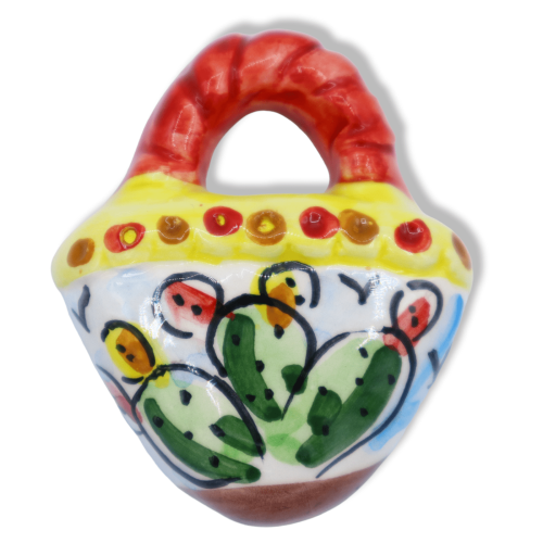 Coffa-shaped Caltagirone ceramic magnet, random decoration and color, approx. 6 cm. (1pc) Mod FL -  2