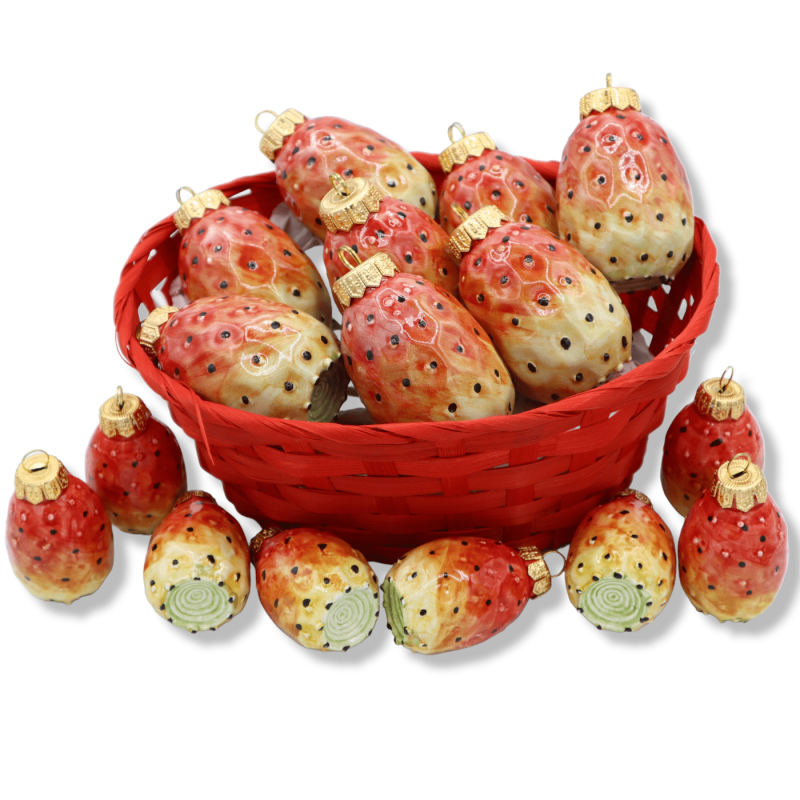 Caltagirone-Keramik-Weihnachtskugel, Feigenkaktusform mit 2 Größenoptionen (1 Stück) - 