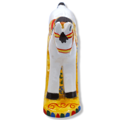 Porcelain gungande häst i fin siciliansk keramik, kanna - h 15 x 17 l cm ca. Mod Mod - 