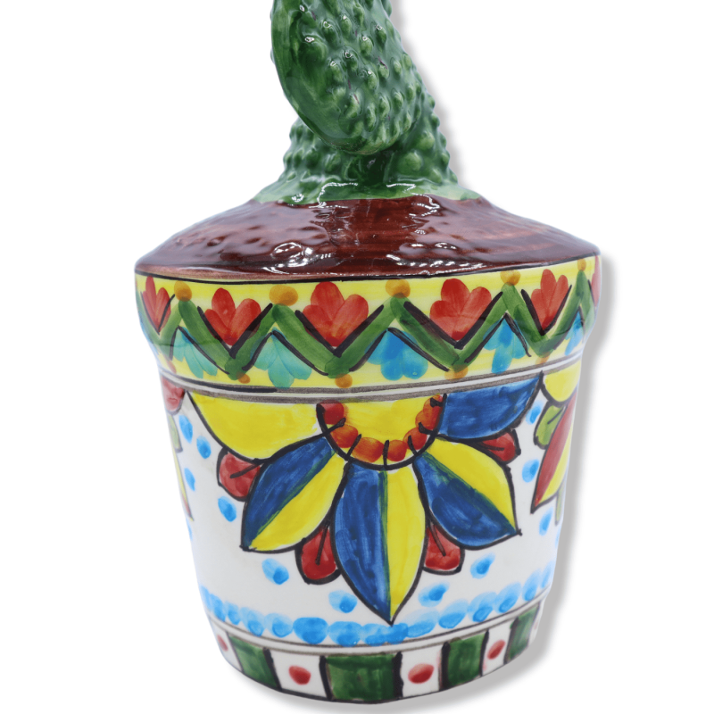 Vasa med Pale di ficodindia i Ceramica Siciliana, siciliansk kartdekoration, h 36 x 15 cm ca. Mod PC - 