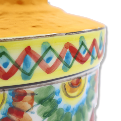 Vaso con Pale di ficodindia in Ceramica Siciliana, decoro carretto Siciliano, h 36 x 15 cm ca. Mod PC - 