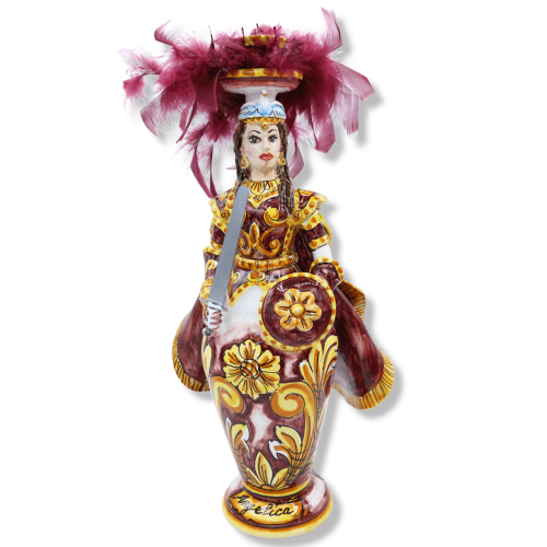 Lampe sicilienne en céramique, série carolingienne : Angelica & Orlando, h environ 40 cm. (1 pc) -