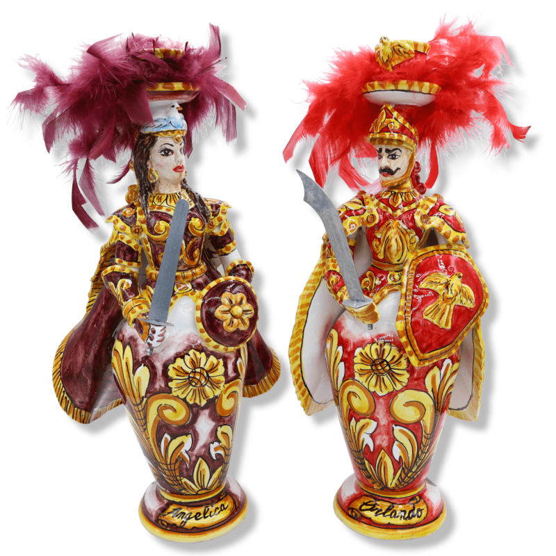 Lumiere em cerâmica siciliana, série carolíngia: Angelica & Orlando, h 40 cm aprox. (1 unidade) - 