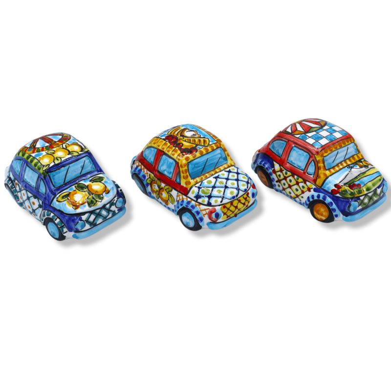 Véhicule en céramique Cinquecento de Caltagirone, L environ 10 cm. (1pc) modèle sélectionnable et décoration de charrett