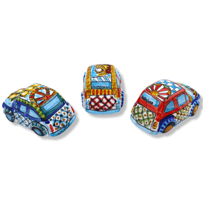 Vehículo cerámico del Cinquecento de Caltagirone, L aprox.10 cm. (1ud) modelo seleccionable y decoración carro siciliano