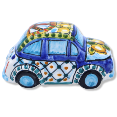 Vehículo cerámico del Cinquecento de Caltagirone, L aprox.10 cm. (1ud) modelo seleccionable y decoración carro siciliano