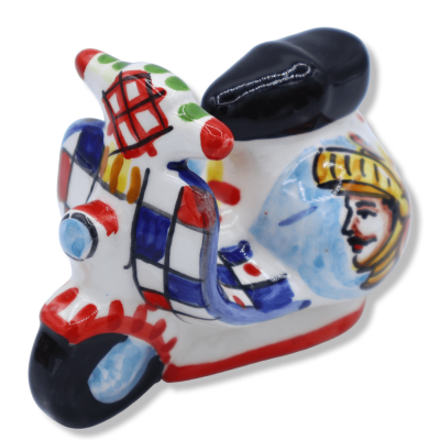 Vespa veicolo in ceramica di Caltagirone, L 12 cm ca. (1Unità) Decoro carretto siciliano - 