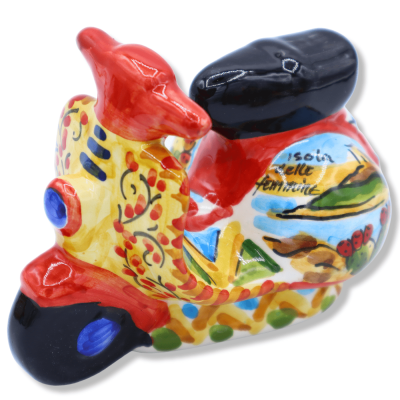 Vespa-Keramikfahrzeug aus Caltagirone, sizilianische Karrendekoration – L ca. 10 cm. (1 Stück) Mod CH - 