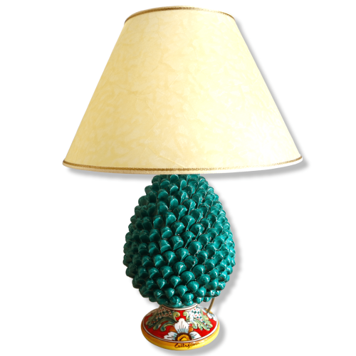 Lume Pigna i Ceramica Caltagirone, Verderame gambo dekoration barock och blommor, h 55 cm ungefär. TD - 
