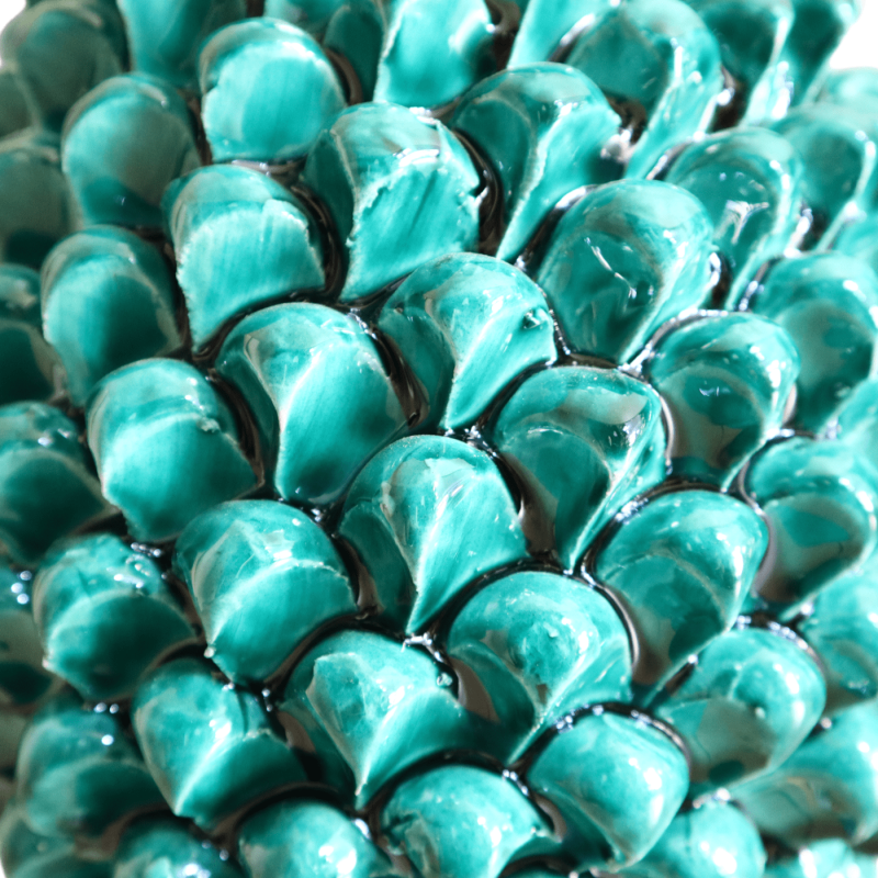 Céramique sicilienne de Caltagirone Pomme de pin Verus vert octane