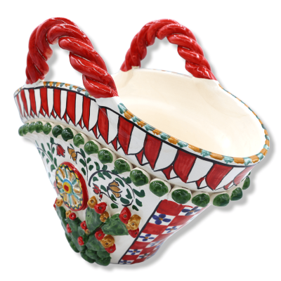 Ceramiczna koła Caltagirone z aplikacjami ficodindy i koła szicylskiego korytarza, h 30 cm ca. - 