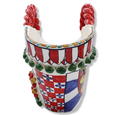 Ceramiczna koła Caltagirone z aplikacjami ficodindy i koła szicylskiego korytarza, h 30 cm ca. - 