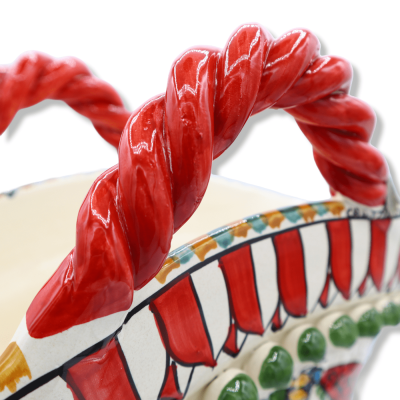 Ceramiczna koła Caltagirone z aplikacjami ficodindy i koła szicylskiego korytarza, h 30 cm ca. - 