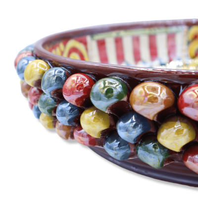 Centawola Pigna w ceramicznym Caltagirone Multicolor, układ szicylski z Pavone i smalt mamperla, Ø 35 ca. Mod NF - 