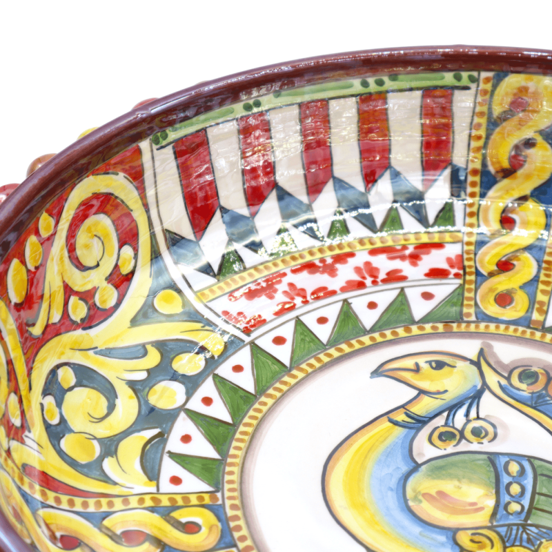 Centawola Pigna w ceramicznym Caltagirone Multicolor, układ szicylski z Pavone i smalt mamperla, Ø 35 ca. Mod NF - 