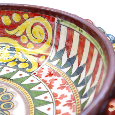 Centawola Pigna w ceramicznym Caltagirone Multicolor, układ szicylski z Pavone i smalt mamperla, Ø 35 ca. Mod NF - 