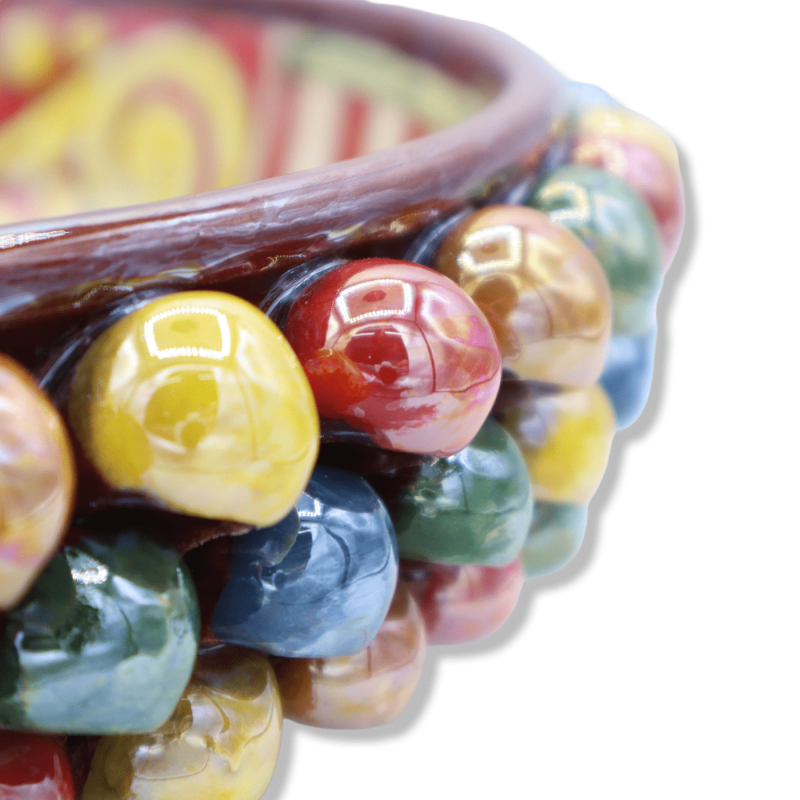 Centawola Pigna w ceramicznym Caltagirone Multicolor, układ szicylski z Pavone i smalt mamperla, Ø 35 ca. Mod NF - 