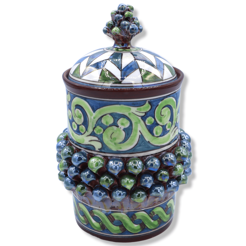 Potiche Pigna in ceramica Caltagirone h 24 e Ø 15 cm ca. Multicolore e smalto madreperla - 