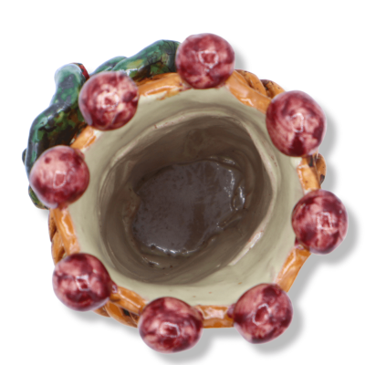 Bifronte huvud med två keramiska ansikten Caltagirone, Corona, Palo di ficodindia, svart man - h 15 cm ca. Mod SCR - 