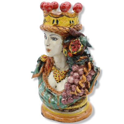 Pair van Caltagirone keramische arrestaties met Corona, Uva granaat, 23/25 cm approx. Mod SCR - 