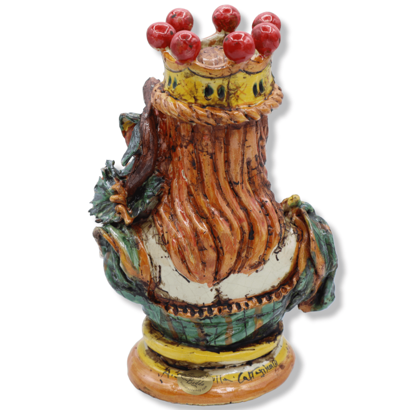 Par de bustos de cerâmica Caltagirone com coroa, uvas e romã, altura 23/25 cm aprox. modo SCR - 