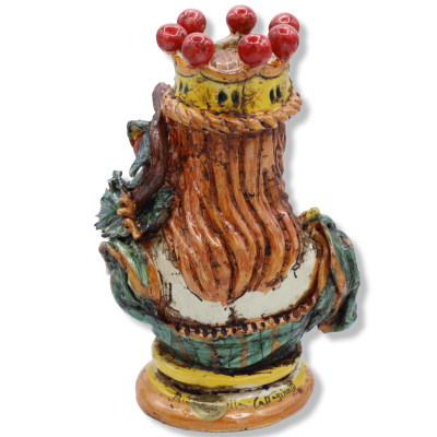 Par av Caltagirone keramiska byster med Corona, Uva & granatäpple, h 23/25 cm ca. Mod SCR - 