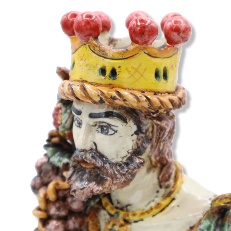 Par av Caltagirone keramiska byster med Corona, Uva & granatäpple, h 23/25 cm ca. Mod SCR - 