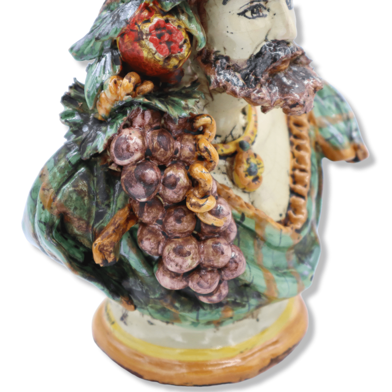 Par av Caltagirone keramiska byster med Corona, Uva & granatäpple, h 23/25 cm ca. Mod SCR - 
