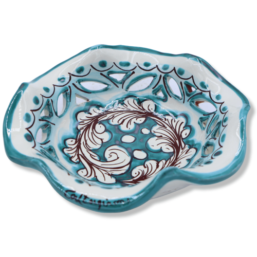 Gesmolten en geperforeerde kom in keramiek van Caltagirone, Selectable decoratie, L 15 cm h 5 cm approx. Mod TD -  2