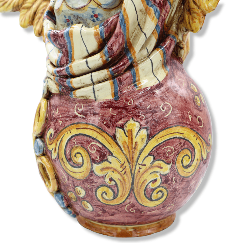 Tête de Femme Caltagirone, avec Couronne, Turban et Ailes - h 47 x 38 cm environ. Réinterprétation artistique de la Vict