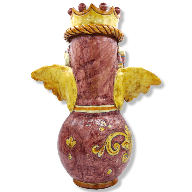 Tête de Femme Caltagirone, avec Couronne, Turban et Ailes - h 47 x 38 cm environ. Réinterprétation artistique de la Vict