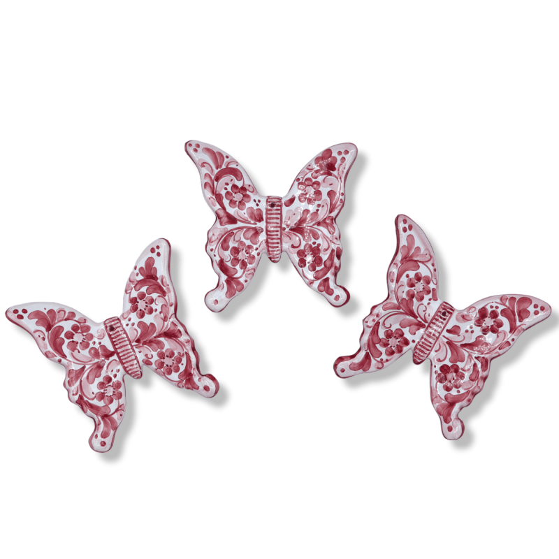 Hand-decorated Sicilian ceramic butterfly to hang, various decorations available, 12 cm x 12 cm (1pc) - 
