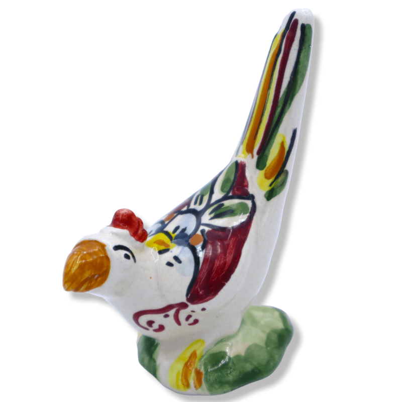 Caltagirone Ceramic Parrot, Decorações e cores variadas, altura 8 cm x C 6 cm aprox. mod FL - 