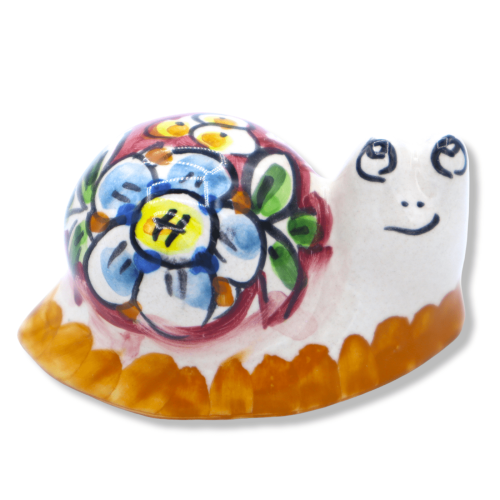 Schnecke aus Caltagirone-Keramik, verschiedene Dekorationen und Farben, ca. H 4 cm x B 7 cm. FL-Mod - 