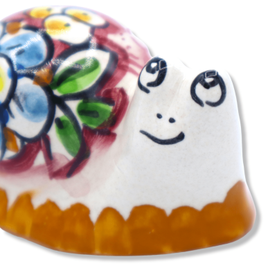 Caltagirone ceramic snail, Assorted decorations & colours, h 4 cm x L 7 cm approx. FL mod - 