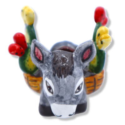 Sicilian Ceramic Donkey, selectable decoration, h 7 cm x L 9 cm approx. SM mod - 
