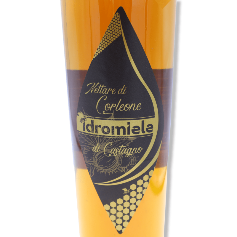 Hidromiel de Castaño Fino, elaborado con miel de Abeja Negra Siciliana, fermentado durante 24 meses, Vol. 15% - 500 ml -