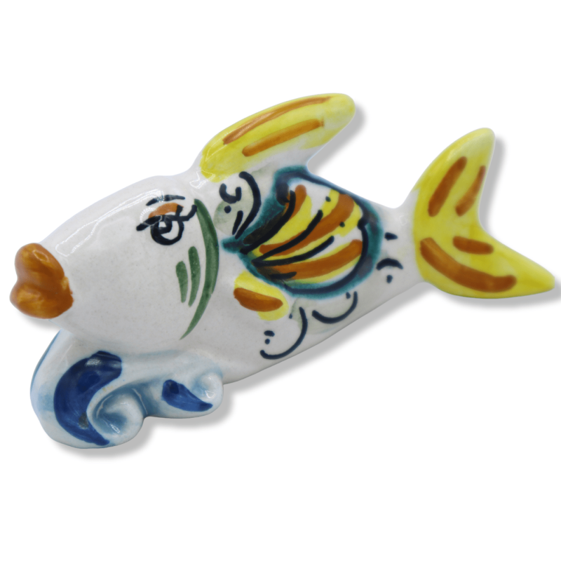 Pesce in Ceramica di Caltagirone, decori & colori Assortiti, h 4 cm x L 9 cm ca. Mod FL - 