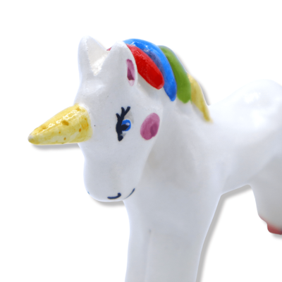 Licorne en céramique fine sicilienne, h 8 cm x L 9 cm environ. module SM - 
