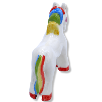Licorne en céramique fine sicilienne, h 8 cm x L 9 cm environ. module SM - 