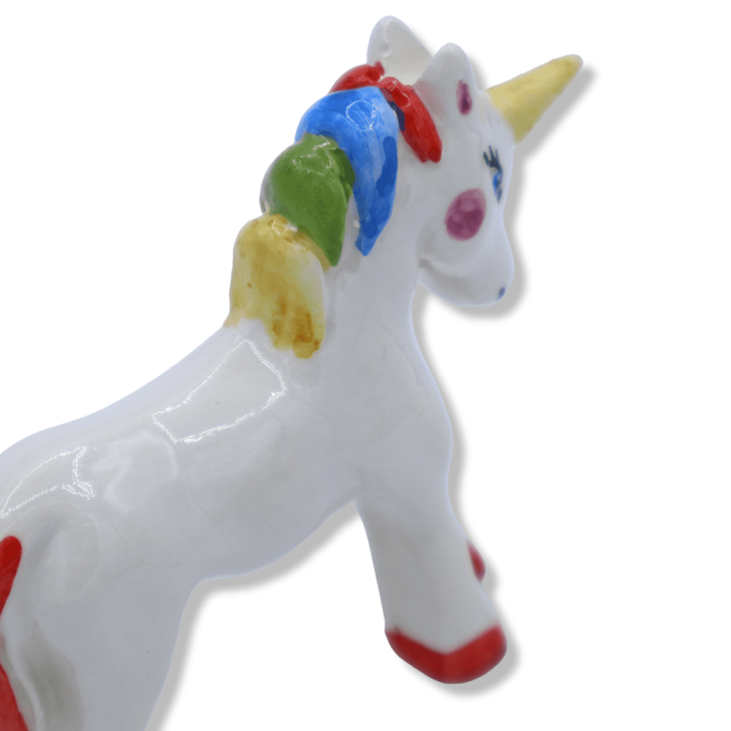 Licorne en céramique fine sicilienne, h 8 cm x L 9 cm environ. module SM - 