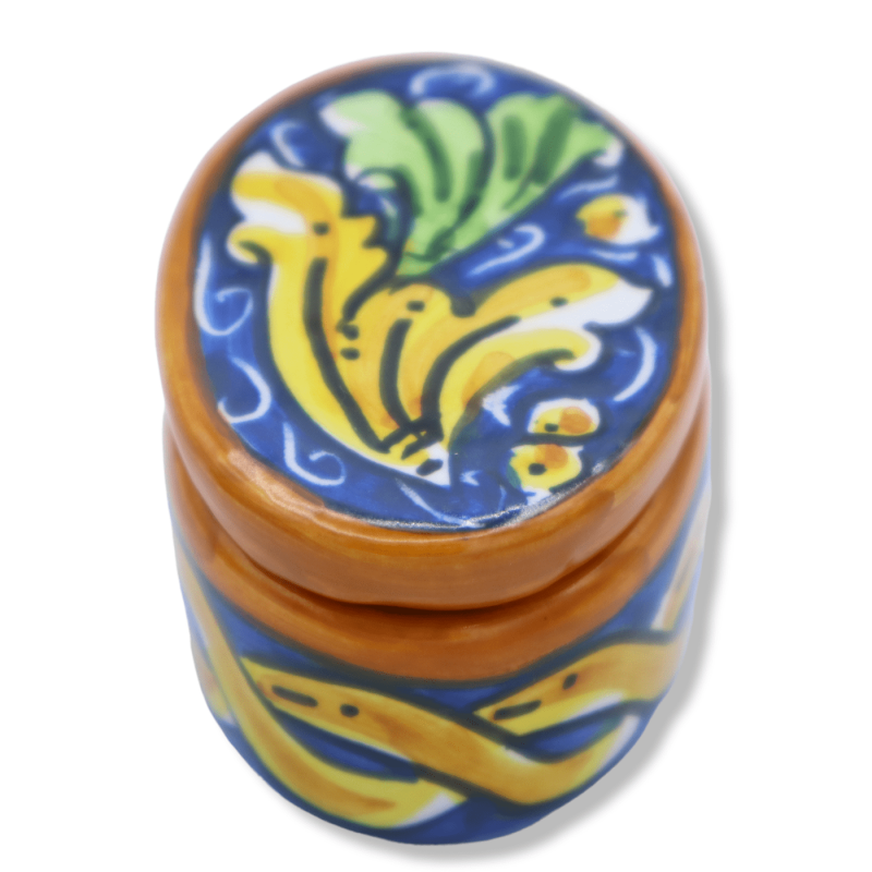Ceramiczne pudełko na biżuterię Caltagirone, owalne, wys. 7 x szer. 4,5 cm ok. (1 szt.) losowa dekoracja i kolor - 