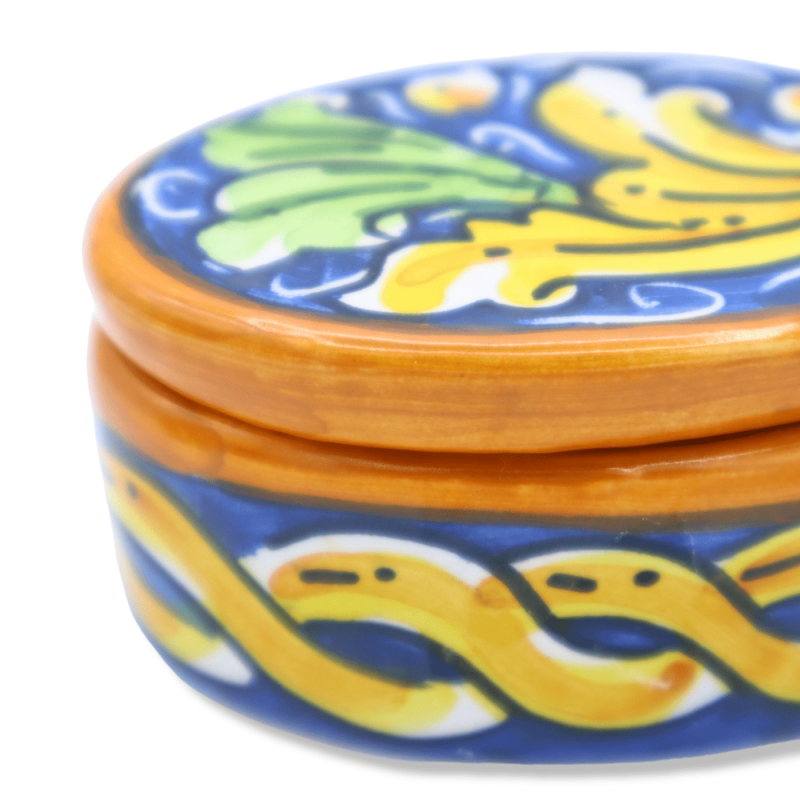 Caltagirone-Keramik-Schmuckkästchen, ovale Form, H 7 x B 4,5 cm ca. (1 Stück) zufällige Dekoration und Farbe - 